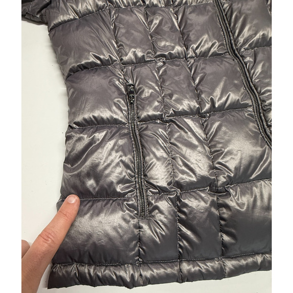 Calvin Klein Puffer Jacket Womens XL Gray Packable Premium Down Hooded Full Zip - Picture 5 of 13